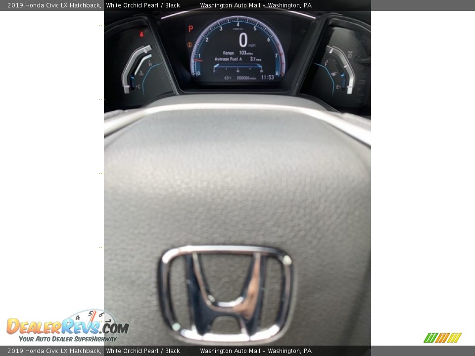 2019 Honda Civic LX Hatchback White Orchid Pearl / Black Photo #29