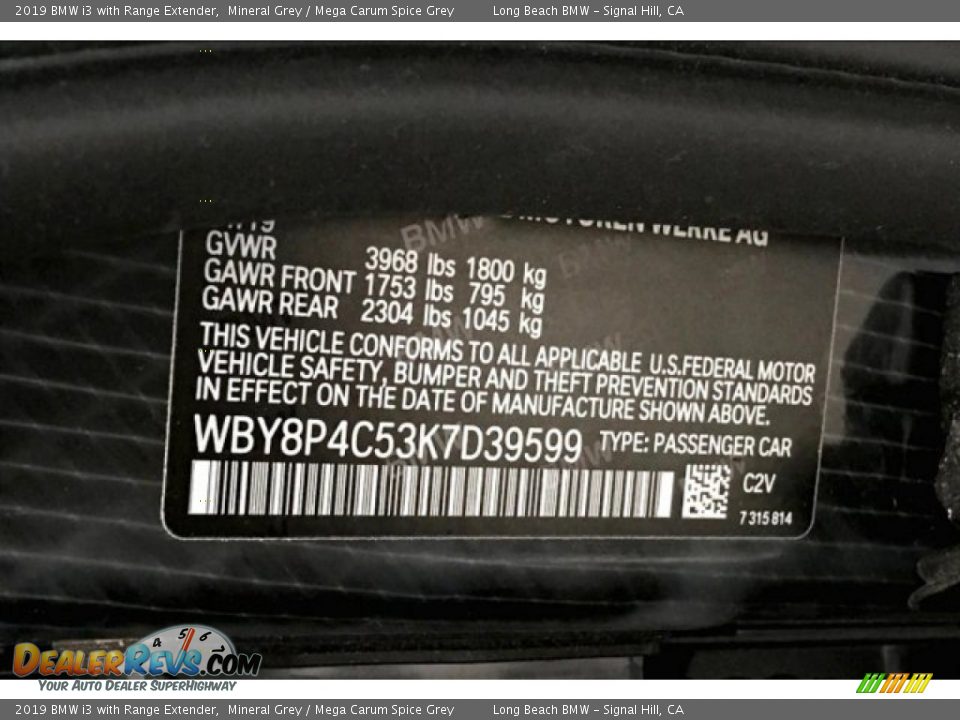 2019 BMW i3 with Range Extender Mineral Grey / Mega Carum Spice Grey Photo #11