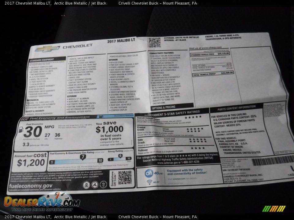 2017 Chevrolet Malibu LT Arctic Blue Metallic / Jet Black Photo #30