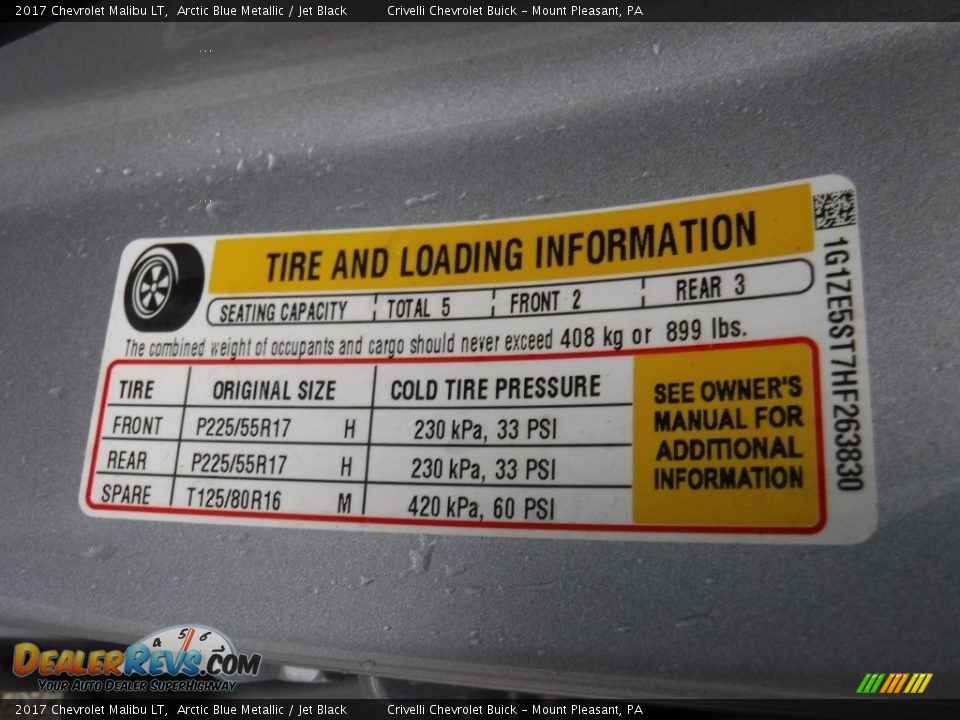 2017 Chevrolet Malibu LT Arctic Blue Metallic / Jet Black Photo #31