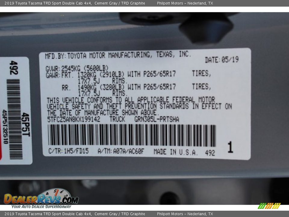 2019 Toyota Tacoma TRD Sport Double Cab 4x4 Cement Gray / TRD Graphite Photo #24