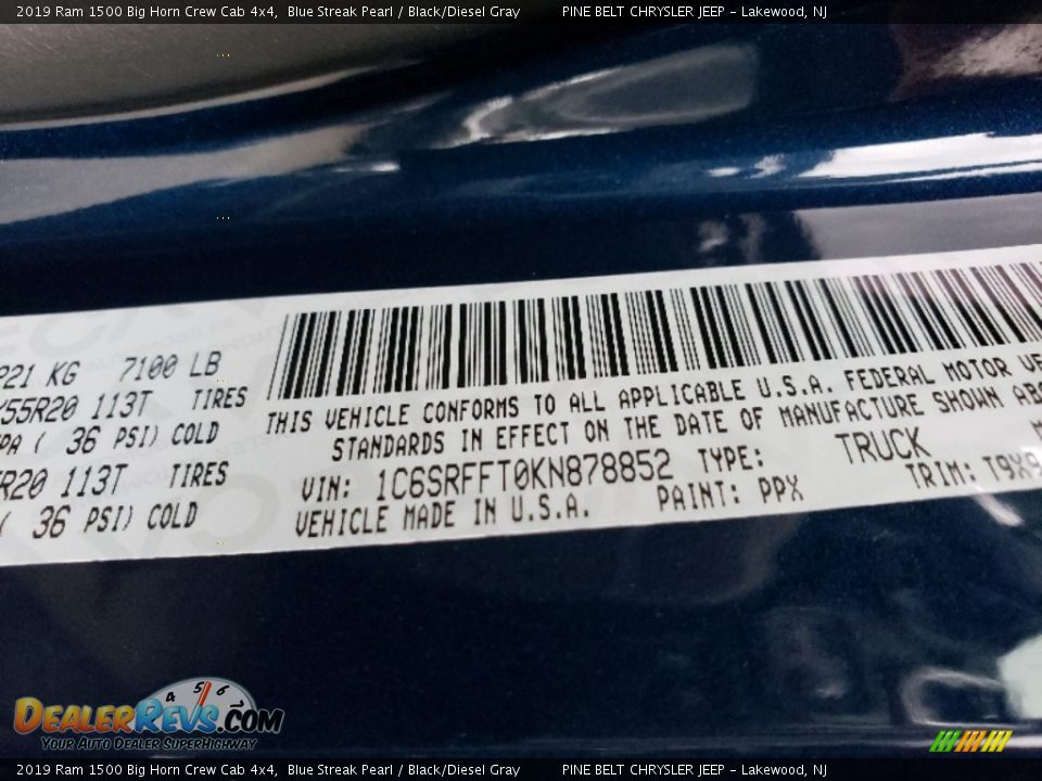 2019 Ram 1500 Big Horn Crew Cab 4x4 Blue Streak Pearl / Black/Diesel Gray Photo #9