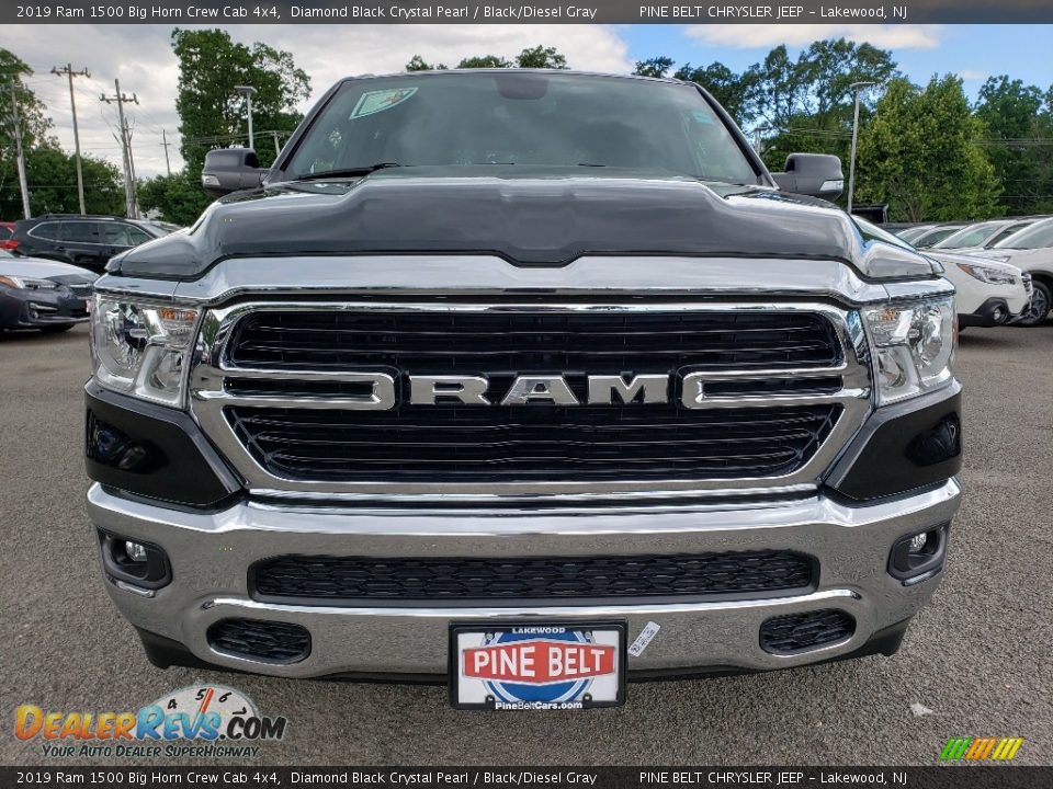 2019 Ram 1500 Big Horn Crew Cab 4x4 Diamond Black Crystal Pearl / Black/Diesel Gray Photo #2