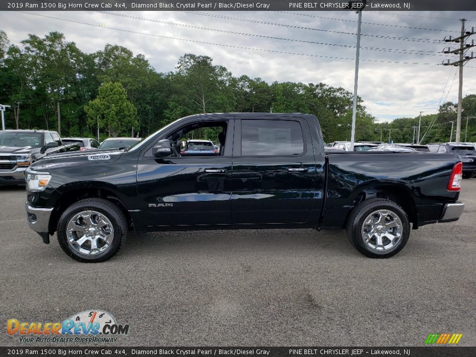 2019 Ram 1500 Big Horn Crew Cab 4x4 Diamond Black Crystal Pearl / Black/Diesel Gray Photo #3
