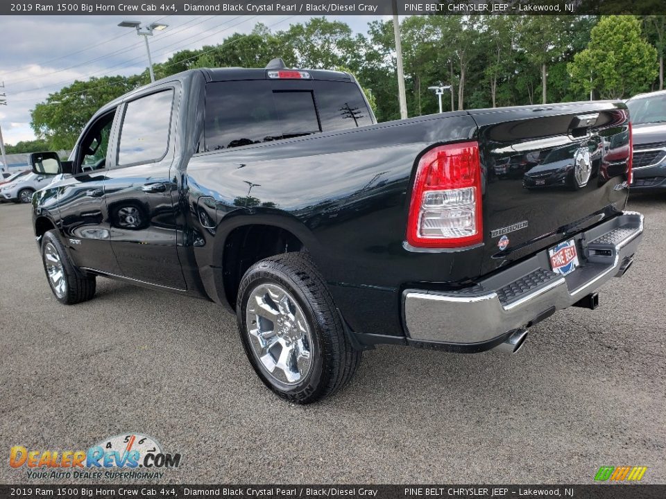 2019 Ram 1500 Big Horn Crew Cab 4x4 Diamond Black Crystal Pearl / Black/Diesel Gray Photo #4