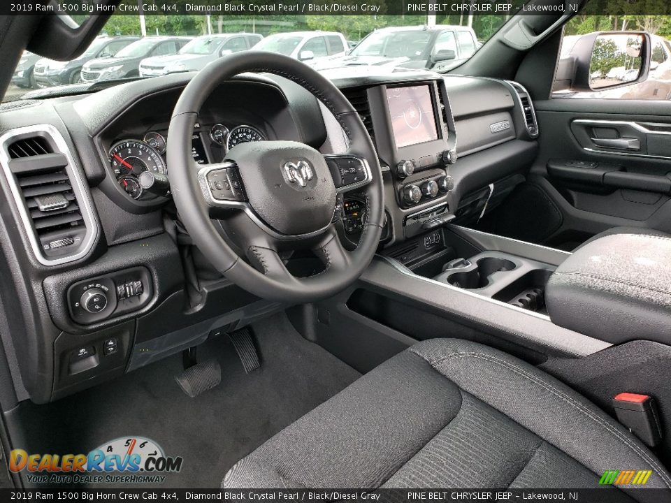2019 Ram 1500 Big Horn Crew Cab 4x4 Diamond Black Crystal Pearl / Black/Diesel Gray Photo #7