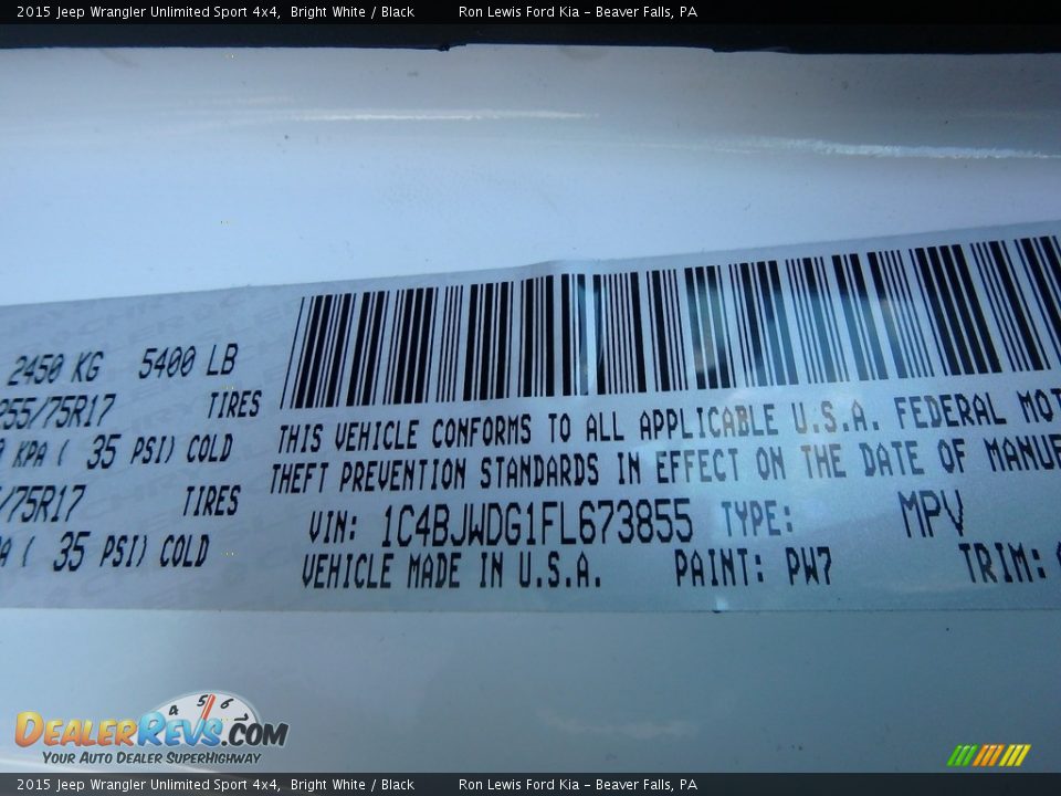 2015 Jeep Wrangler Unlimited Sport 4x4 Bright White / Black Photo #11