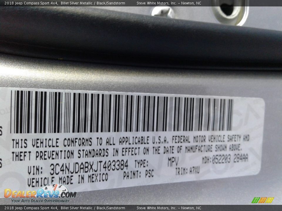 2018 Jeep Compass Sport 4x4 Billet Silver Metallic / Black/Sandstorm Photo #28