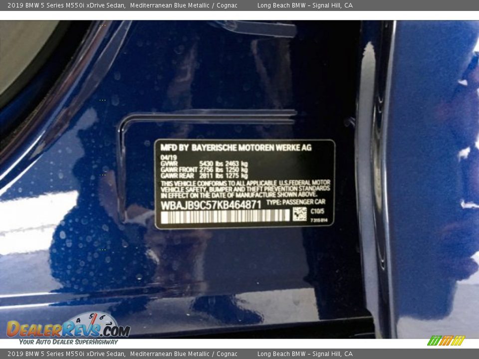 2019 BMW 5 Series M550i xDrive Sedan Mediterranean Blue Metallic / Cognac Photo #11