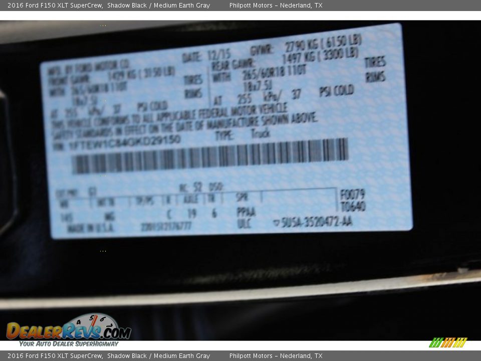 2016 Ford F150 XLT SuperCrew Shadow Black / Medium Earth Gray Photo #25