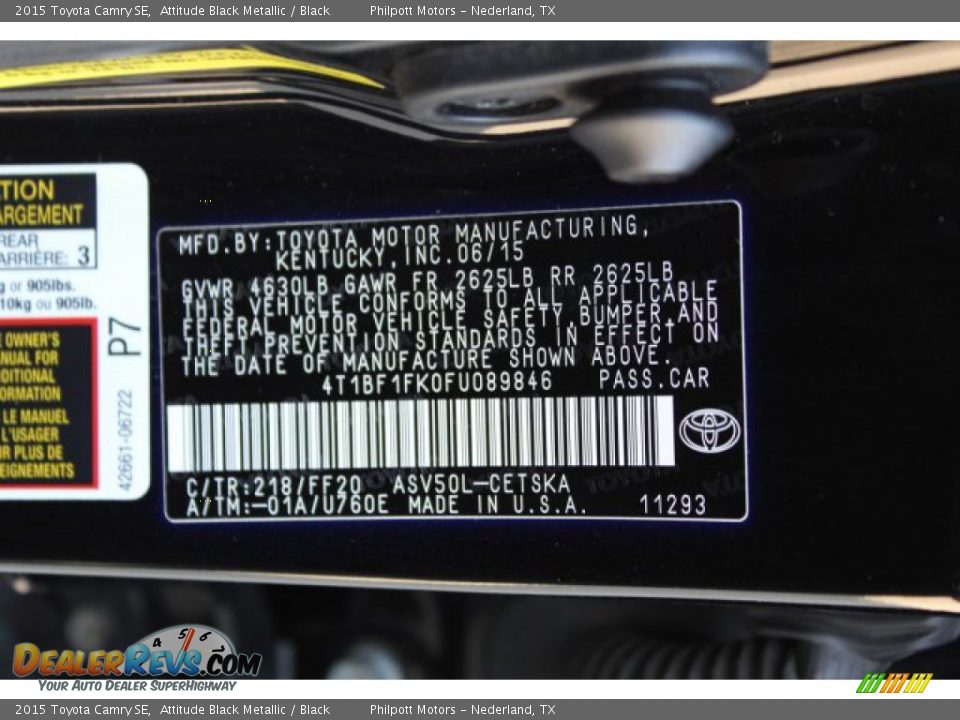 2015 Toyota Camry SE Attitude Black Metallic / Black Photo #33