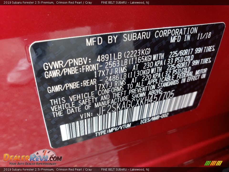 2019 Subaru Forester 2.5i Premium Crimson Red Pearl / Gray Photo #28
