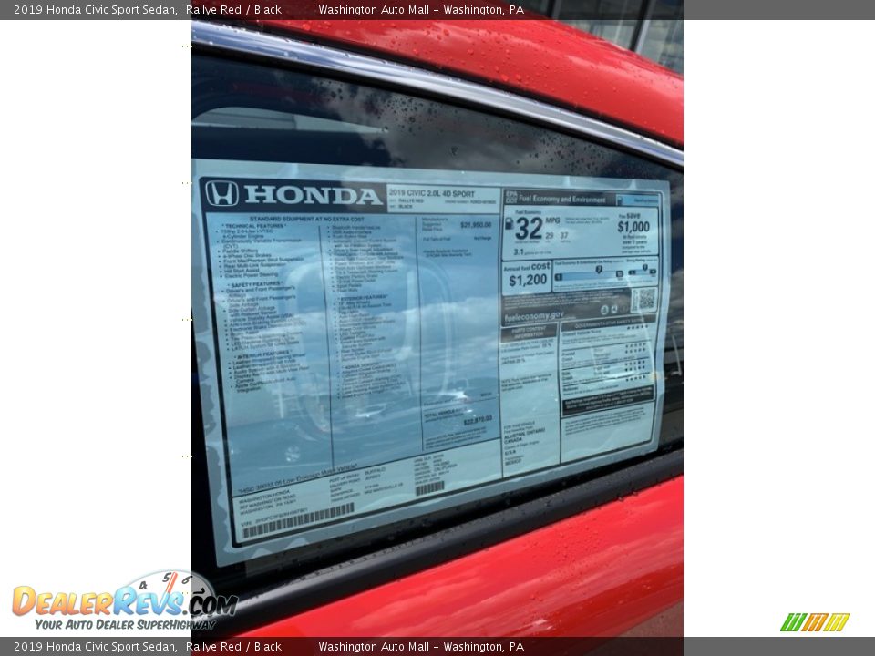 2019 Honda Civic Sport Sedan Rallye Red / Black Photo #15