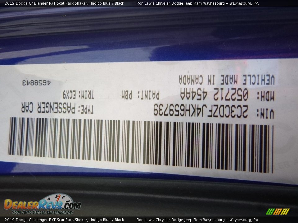 2019 Dodge Challenger R/T Scat Pack Shaker Indigo Blue / Black Photo #15