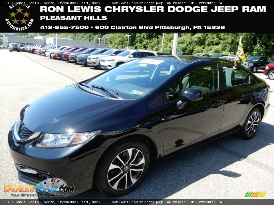 2013 Honda Civic EX-L Sedan Crystal Black Pearl / Black Photo #1