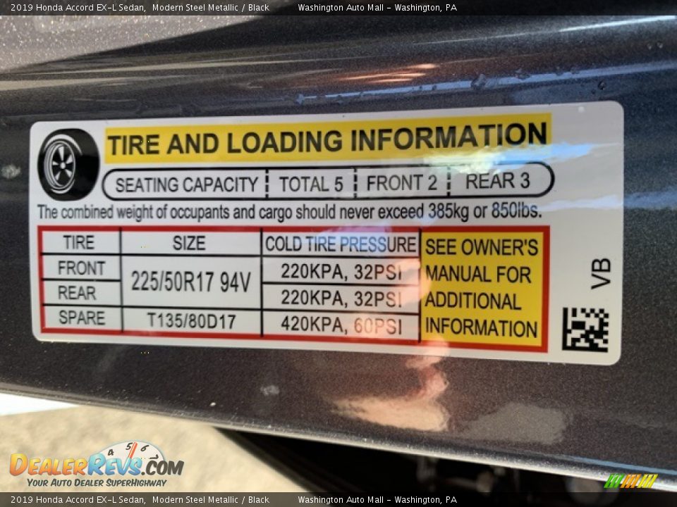 2019 Honda Accord EX-L Sedan Modern Steel Metallic / Black Photo #8