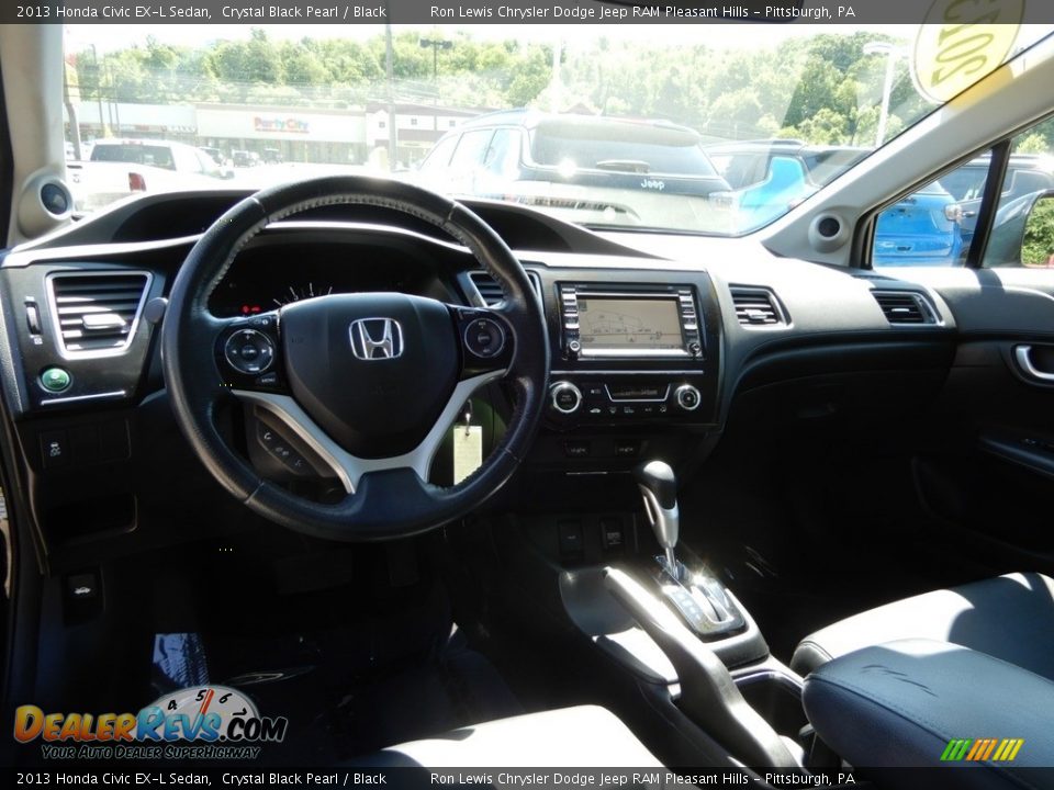 2013 Honda Civic EX-L Sedan Crystal Black Pearl / Black Photo #13