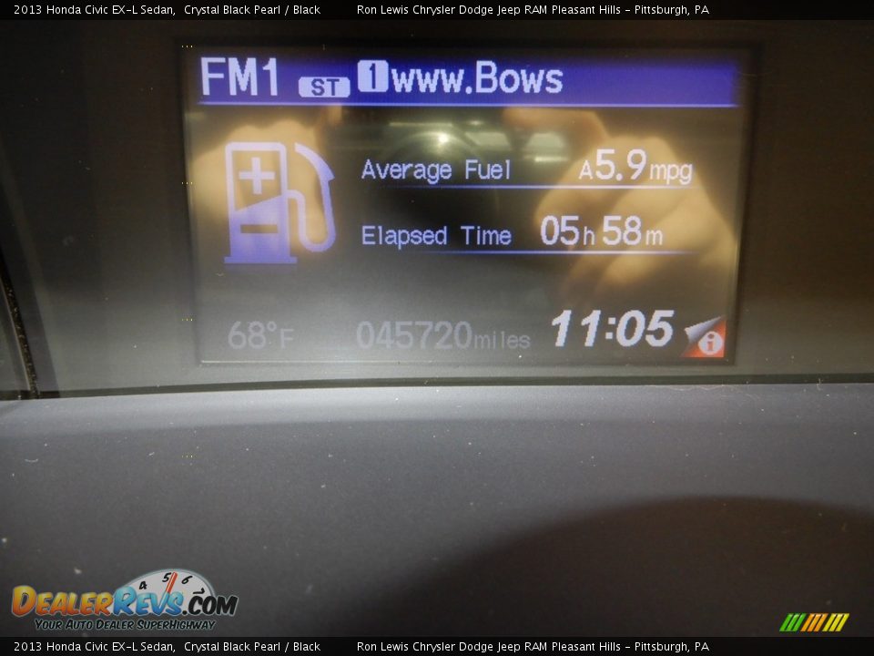 2013 Honda Civic EX-L Sedan Crystal Black Pearl / Black Photo #20