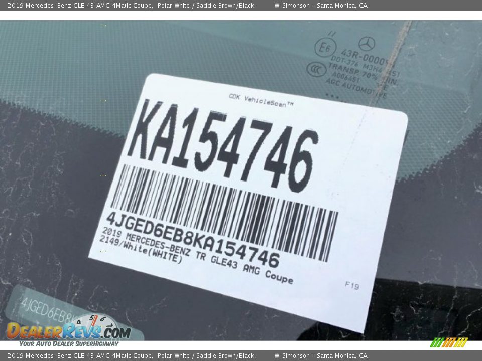 2019 Mercedes-Benz GLE 43 AMG 4Matic Coupe Polar White / Saddle Brown/Black Photo #12