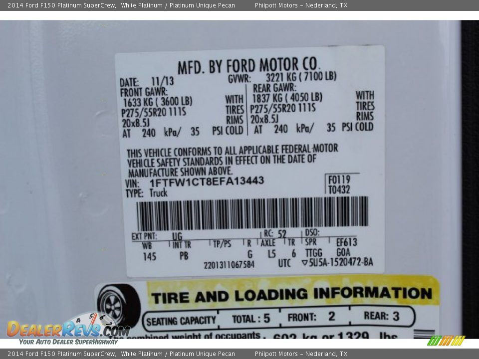 2014 Ford F150 Platinum SuperCrew White Platinum / Platinum Unique Pecan Photo #25