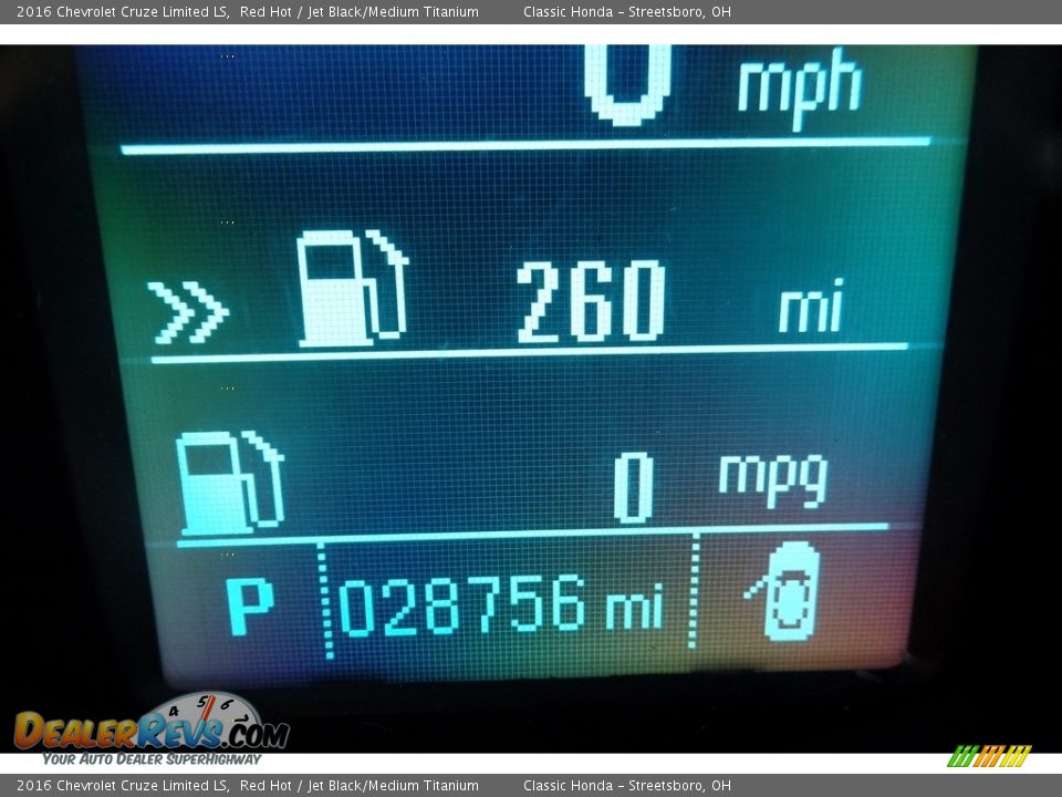 2016 Chevrolet Cruze Limited LS Red Hot / Jet Black/Medium Titanium Photo #28
