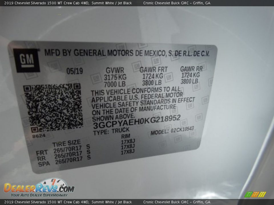 2019 Chevrolet Silverado 1500 WT Crew Cab 4WD Summit White / Jet Black Photo #27