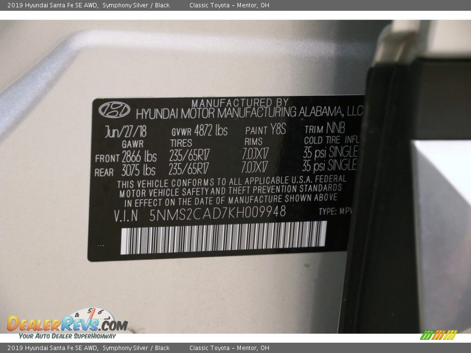 2019 Hyundai Santa Fe SE AWD Symphony Silver / Black Photo #21