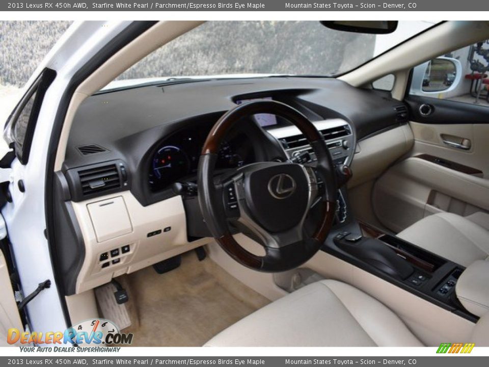 2013 Lexus RX 450h AWD Starfire White Pearl / Parchment/Espresso Birds Eye Maple Photo #10