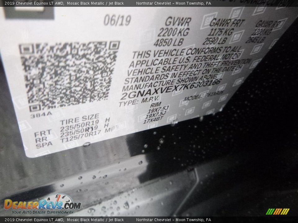 2019 Chevrolet Equinox LT AWD Mosaic Black Metallic / Jet Black Photo #16