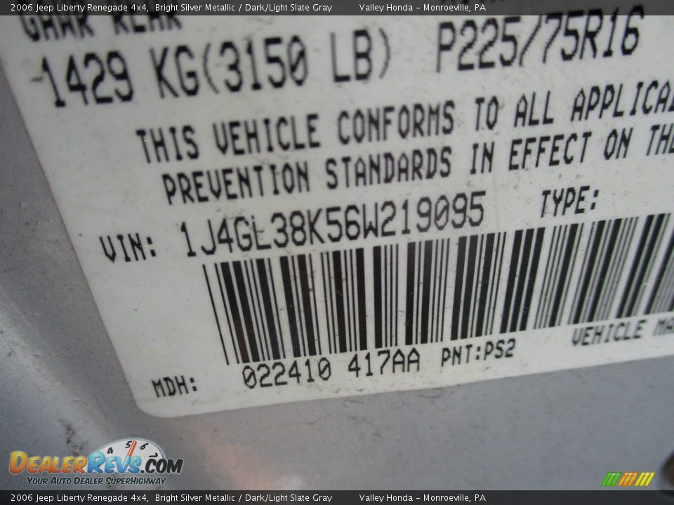 2006 Jeep Liberty Renegade 4x4 Bright Silver Metallic / Dark/Light Slate Gray Photo #19