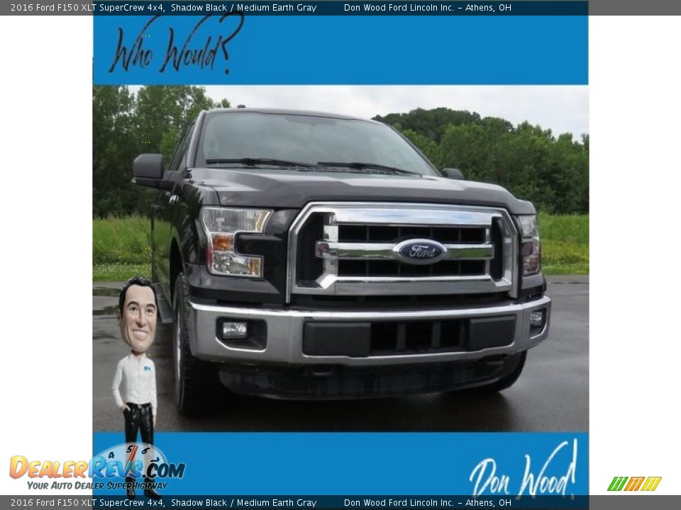 2016 Ford F150 XLT SuperCrew 4x4 Shadow Black / Medium Earth Gray Photo #1