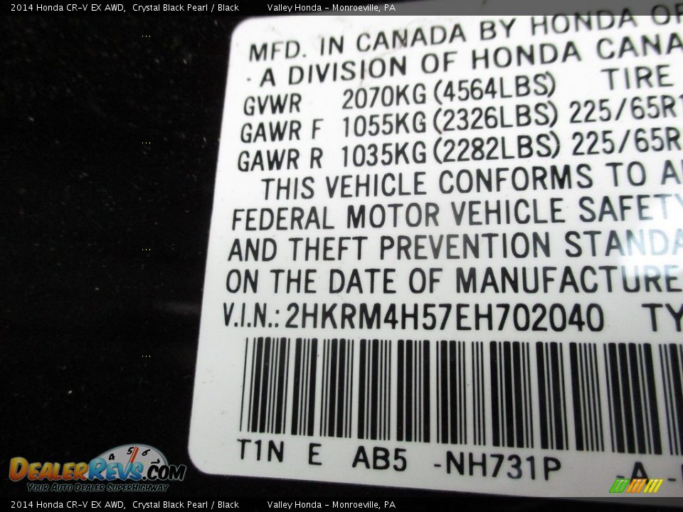 2014 Honda CR-V EX AWD Crystal Black Pearl / Black Photo #19