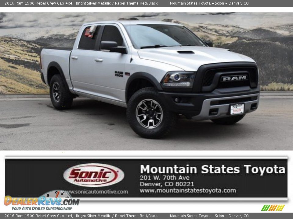 2016 Ram 1500 Rebel Crew Cab 4x4 Bright Silver Metallic / Rebel Theme Red/Black Photo #1