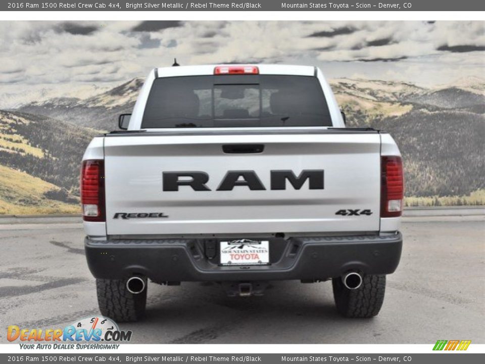 2016 Ram 1500 Rebel Crew Cab 4x4 Bright Silver Metallic / Rebel Theme Red/Black Photo #8