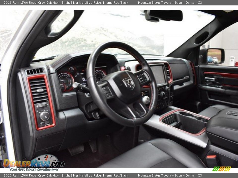 2016 Ram 1500 Rebel Crew Cab 4x4 Bright Silver Metallic / Rebel Theme Red/Black Photo #10