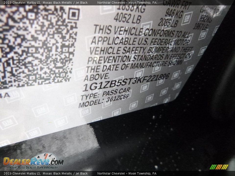 2019 Chevrolet Malibu LS Mosaic Black Metallic / Jet Black Photo #15