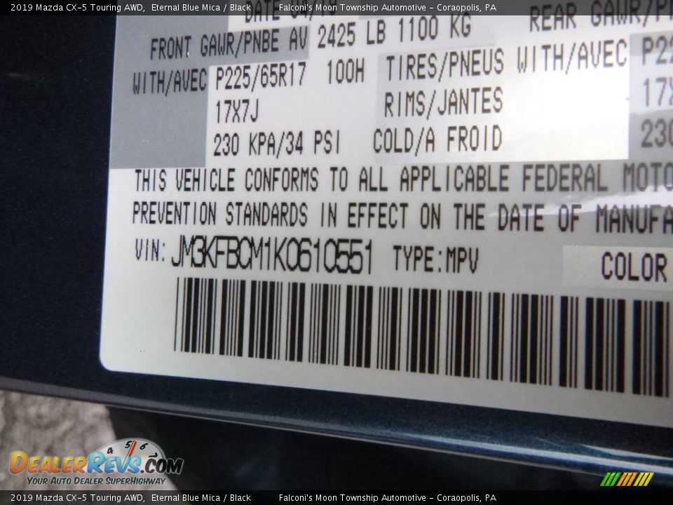 2019 Mazda CX-5 Touring AWD Eternal Blue Mica / Black Photo #12
