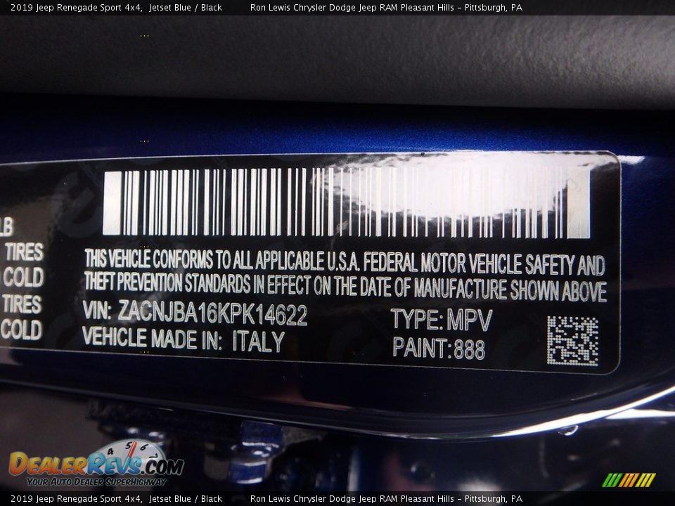 2019 Jeep Renegade Sport 4x4 Jetset Blue / Black Photo #15