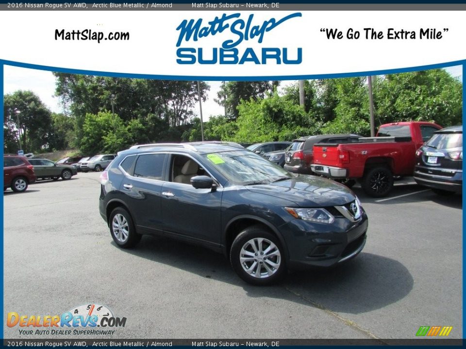 2016 Nissan Rogue SV AWD Arctic Blue Metallic / Almond Photo #1