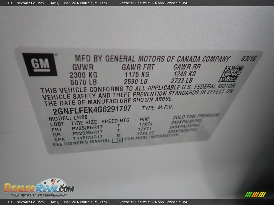 2016 Chevrolet Equinox LT AWD Silver Ice Metallic / Jet Black Photo #28