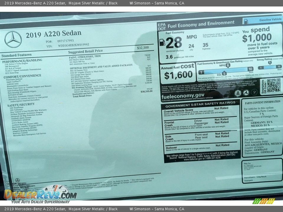 2019 Mercedes-Benz A 220 Sedan Mojave Silver Metallic / Black Photo #10