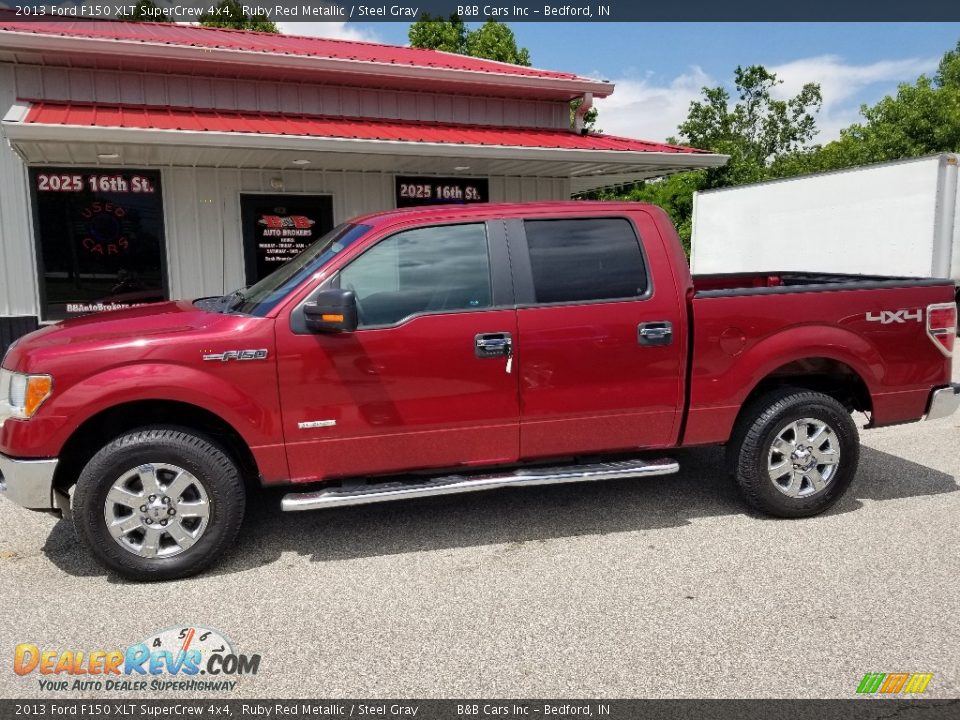 2013 Ford F150 XLT SuperCrew 4x4 Ruby Red Metallic / Steel Gray Photo #2