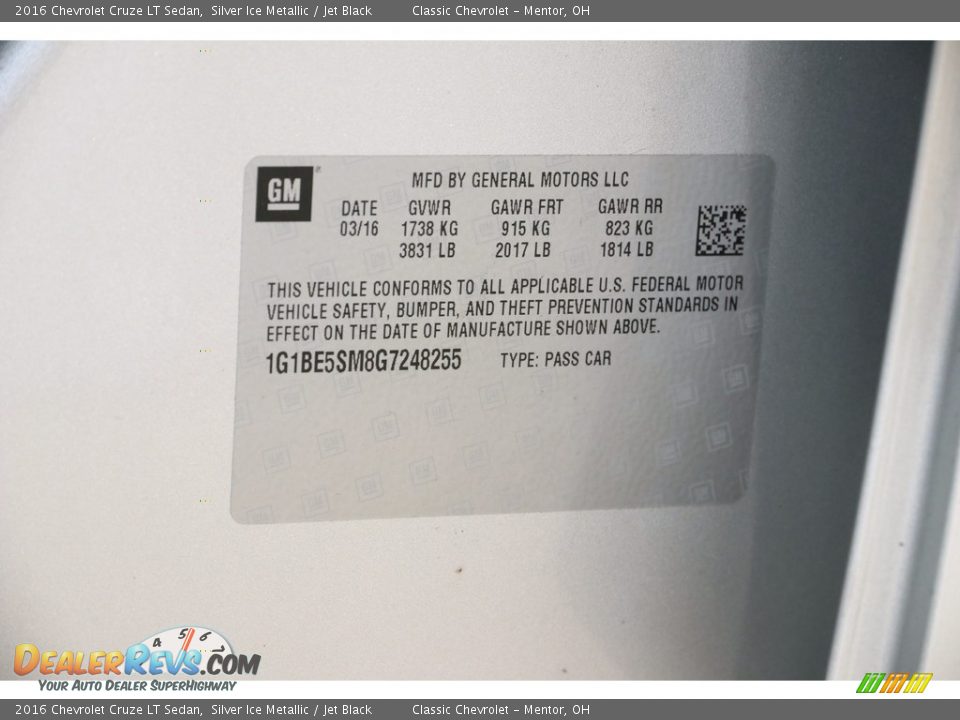 2016 Chevrolet Cruze LT Sedan Silver Ice Metallic / Jet Black Photo #20