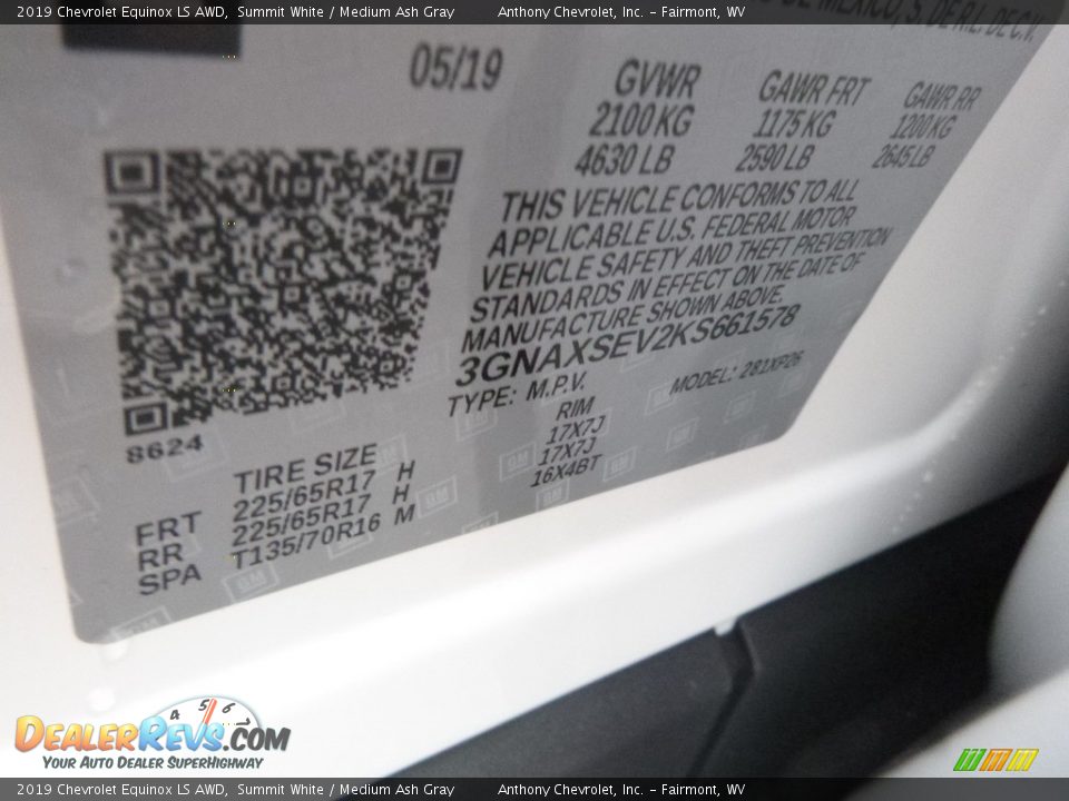 2019 Chevrolet Equinox LS AWD Summit White / Medium Ash Gray Photo #15