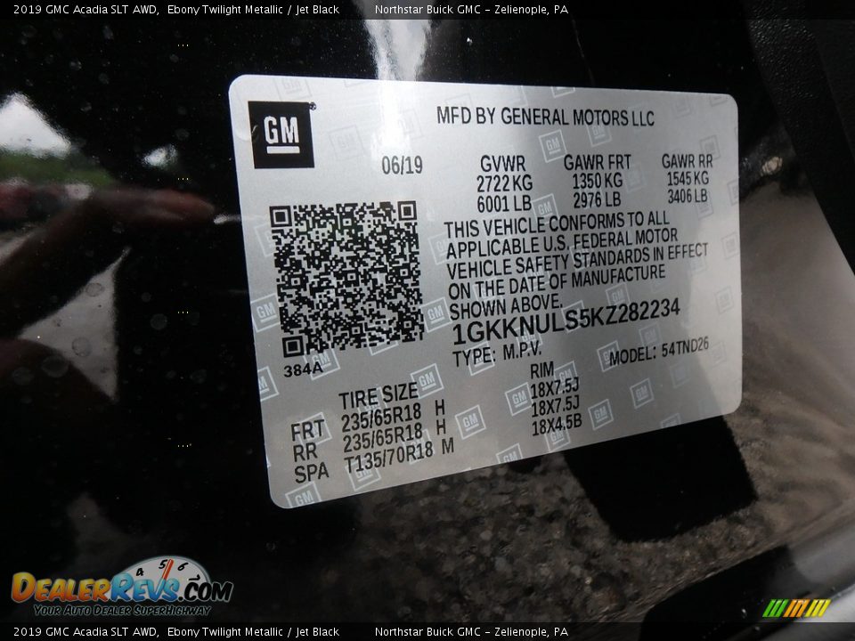 2019 GMC Acadia SLT AWD Ebony Twilight Metallic / Jet Black Photo #15