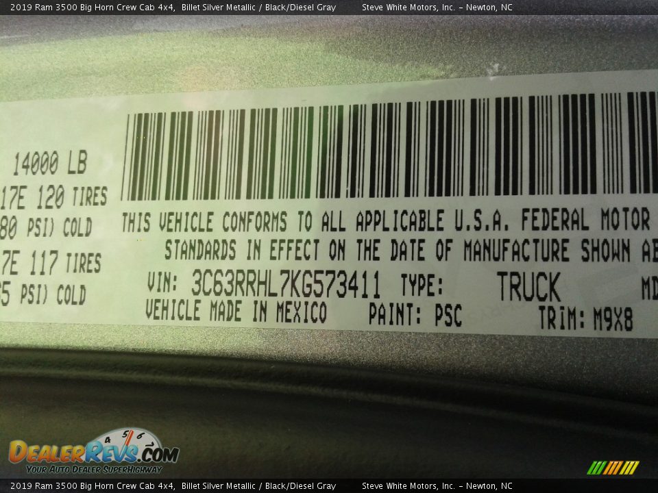 2019 Ram 3500 Big Horn Crew Cab 4x4 Billet Silver Metallic / Black/Diesel Gray Photo #34