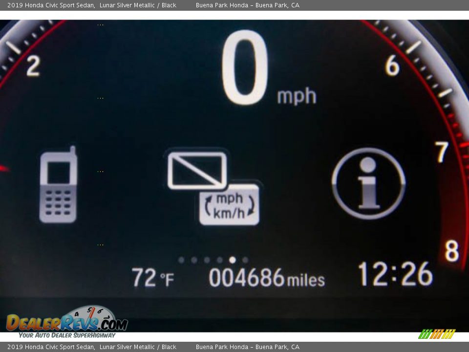 2019 Honda Civic Sport Sedan Lunar Silver Metallic / Black Photo #6