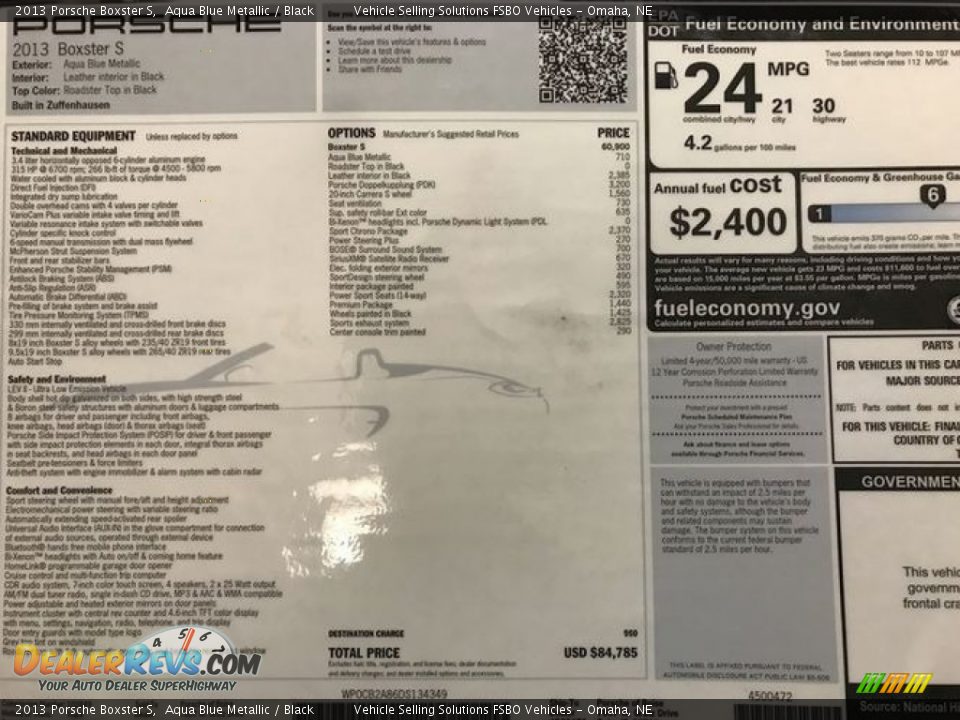 2013 Porsche Boxster S Aqua Blue Metallic / Black Photo #5