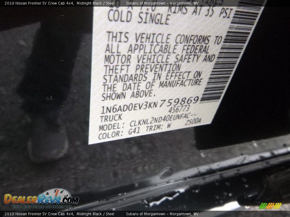 2019 Nissan Frontier SV Crew Cab 4x4 Midnight Black / Steel Photo #16