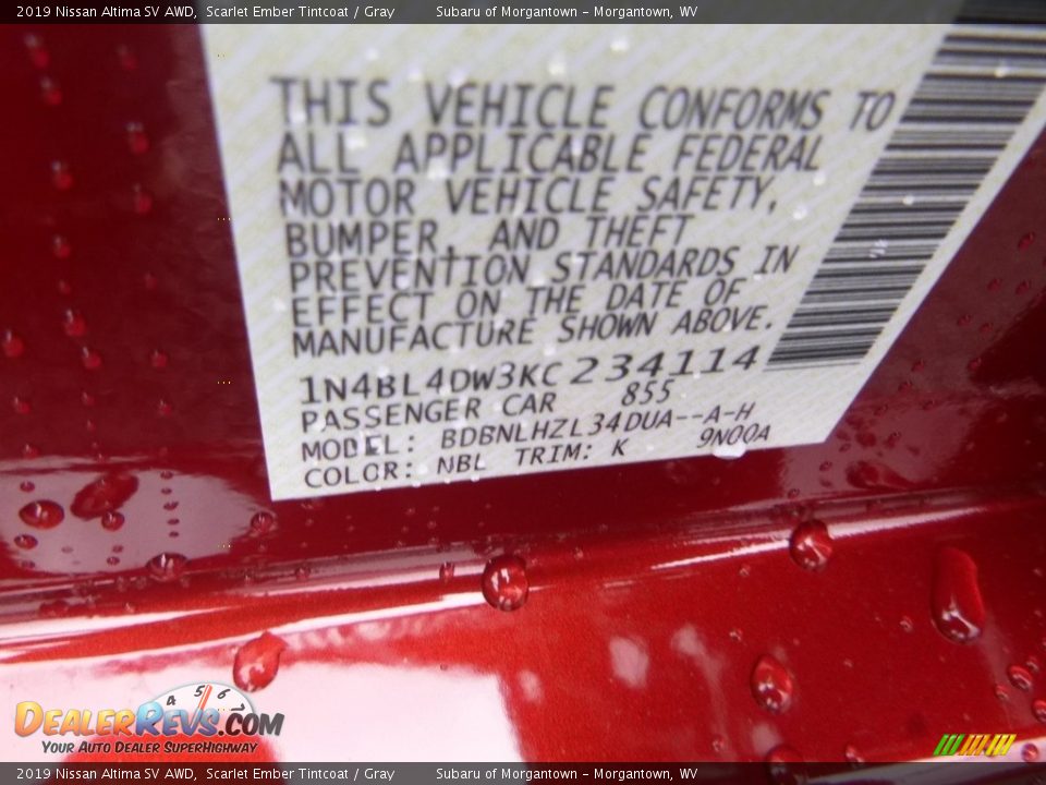 2019 Nissan Altima SV AWD Scarlet Ember Tintcoat / Gray Photo #15